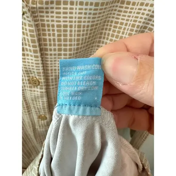 J. MCLAUGHLIN | Beige Grid Print Tie Waist Shirt Dress Preppy Classic | Small - Picture 7 of 7